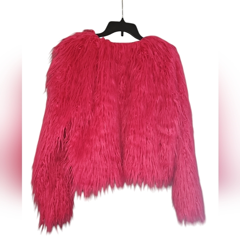 NWT Wild Fable Hot Pink Faux Fur Shag Jacket Coat Valentine's Barbie Swiftie - Picture 3 of 7